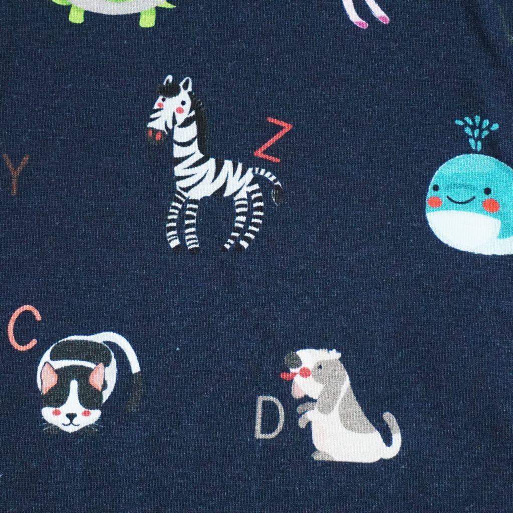 Baumwolljersey Tiere Alphabet Buchstaben ABC